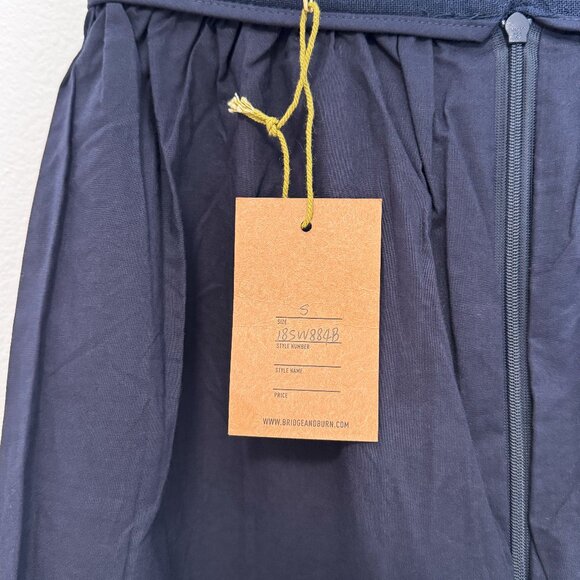 NWT Bridge & Burn Navy Polka Dot Skirt Size Small Linen Cotton Blend - Picture 10 of 13